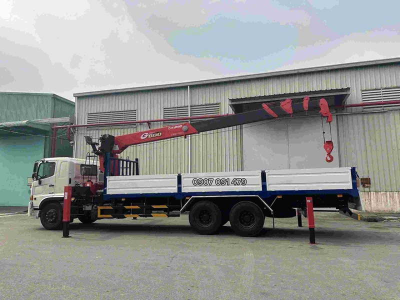 Hino 3 Chân Gắn Cẩu Unic 8 Tấn 5 Khúc URG805
